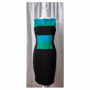 MAGGY LONDON SLEEVELESS COLOR BLOCK SHEATH DRESS / SIZE 6